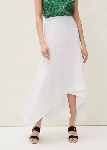 Phase Eight Phoebe Faux Wrap Linen Skirts White Australia | QD8796253